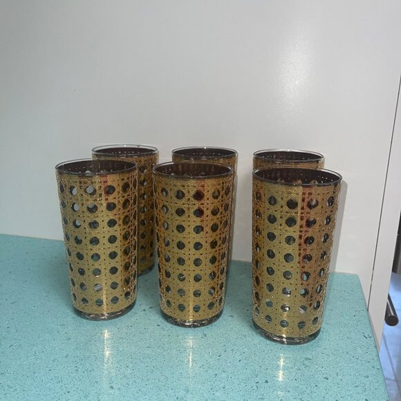 Culver Vintage Glasses Set of 6 Cannella 22K Gold Highball Mid Century Barware - Picture 4 of 9
